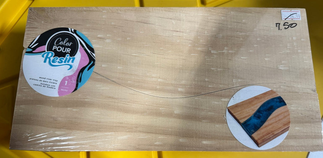 Shrink-wrapped natural wood serving board blank from Color Pour Resin