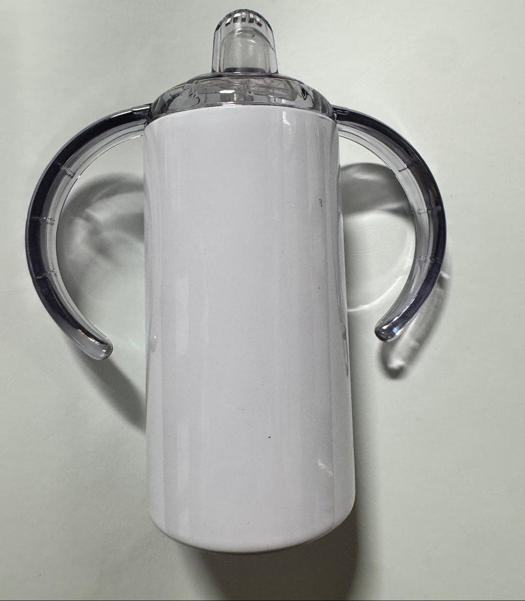 White glass stein-style mug with a moulded clear glass handle