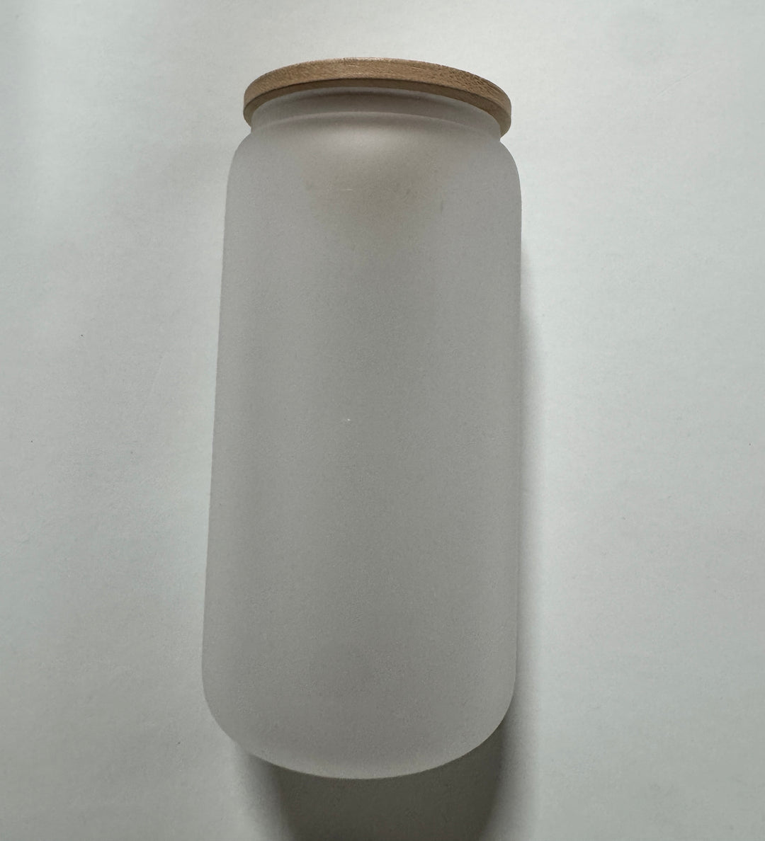 16oz Frosted Sublimation Glass Can Tumbler Blank — Bamboo Lid