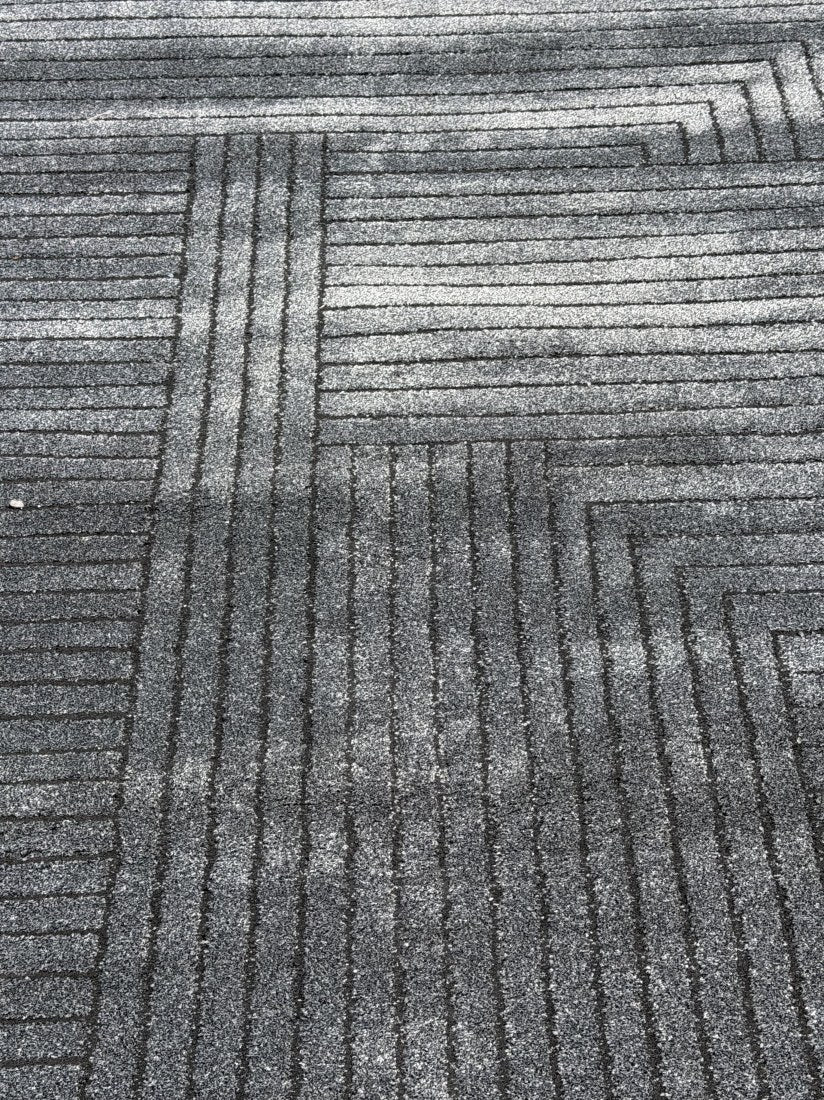 Charcoal Grey Linear-Stripe Area Rug – approx. 8' x 10'