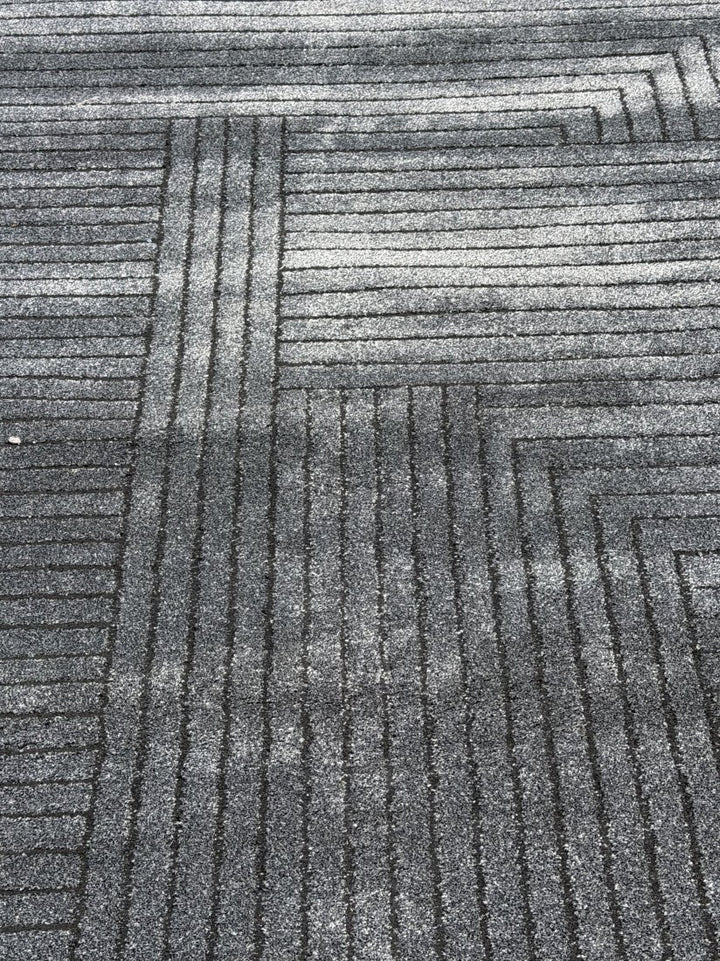 Charcoal Grey Linear-Stripe Area Rug – approx. 8' x 10'