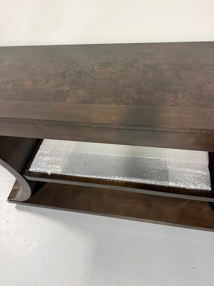66″ Dark Brown Console Table with Sculptural Curved Base