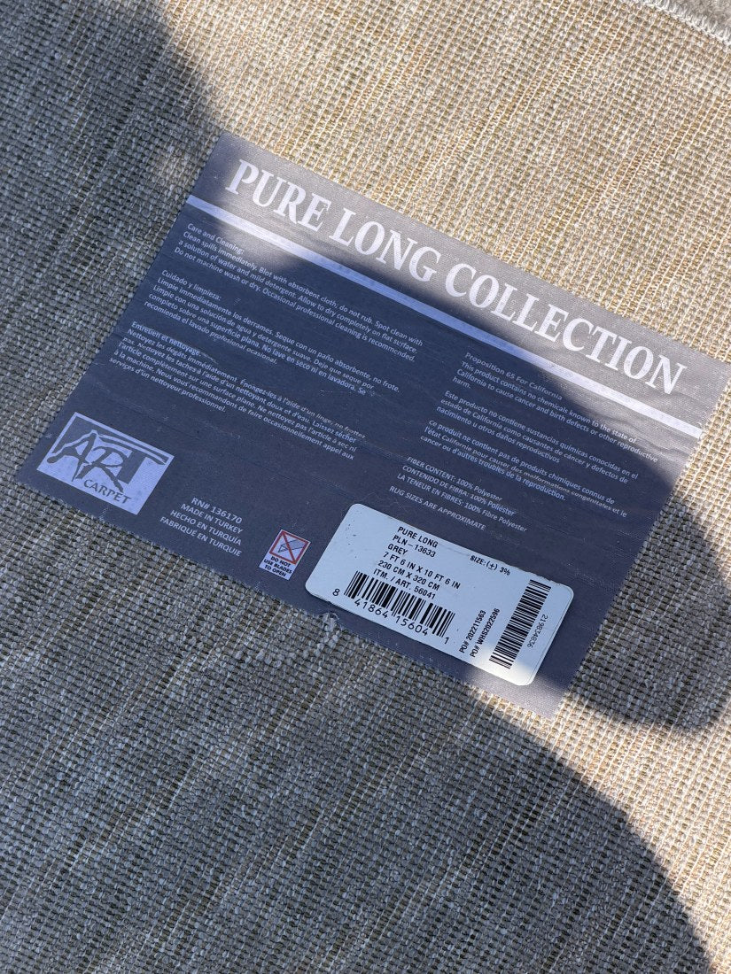 ART Carpet Pure Long Grey Shag Area Rug – 7'6" x 10'6" (8x11)