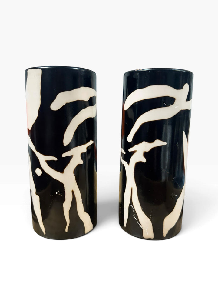 Lot 2 – Moe's Home Collection Black & Cream Cylinder Vases, Set of 2