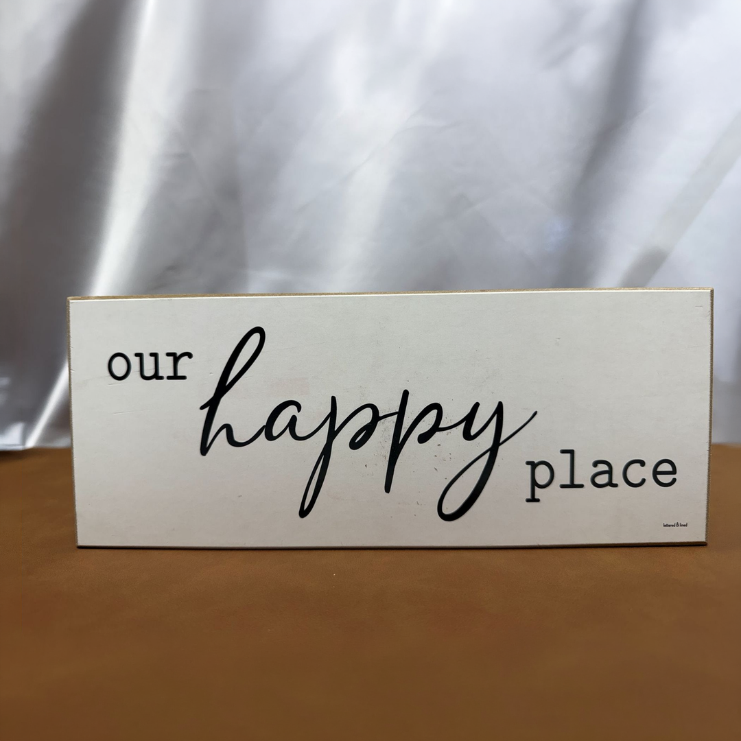 Our Happy Place Shelf Sitter - square with extended background