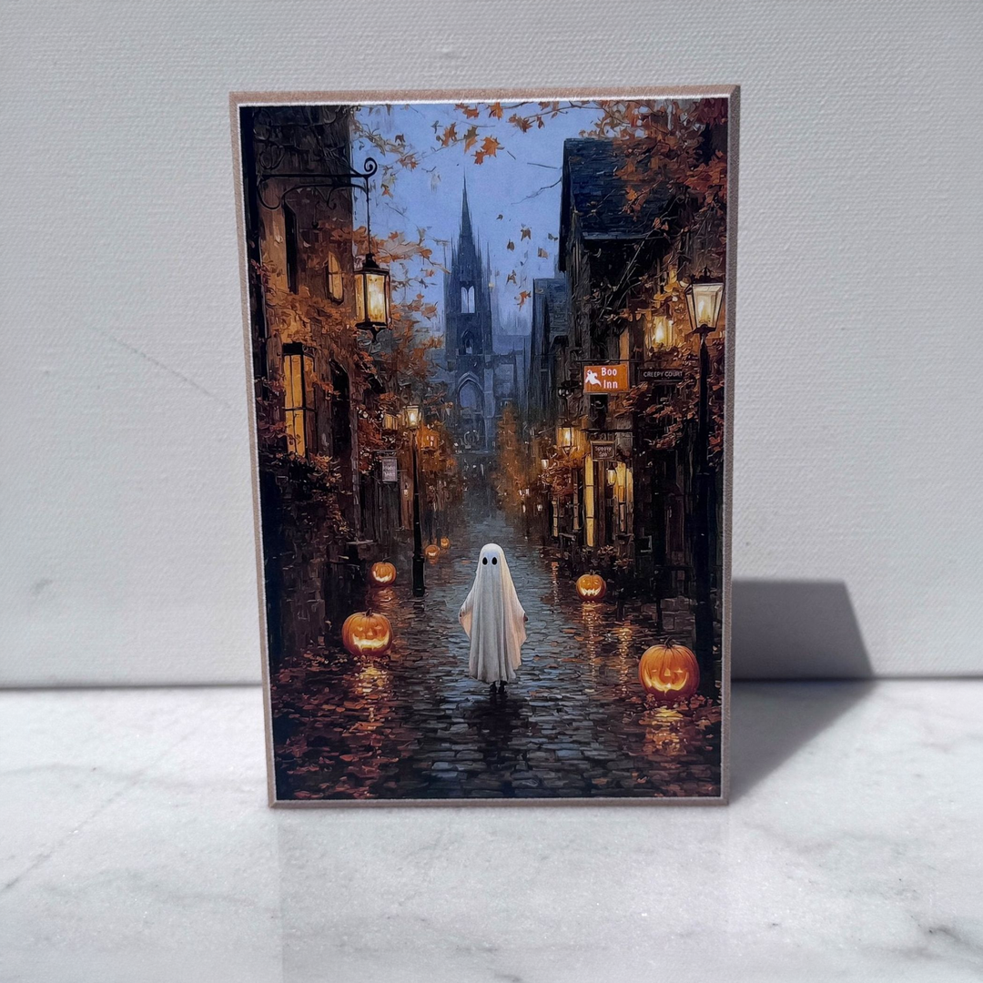 Ghost on Main Street Shelf Sitter - square with extended background