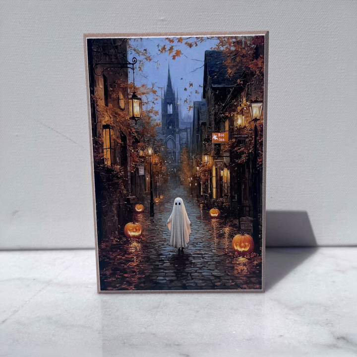 Ghost on Main Street Shelf Sitter - square with extended background