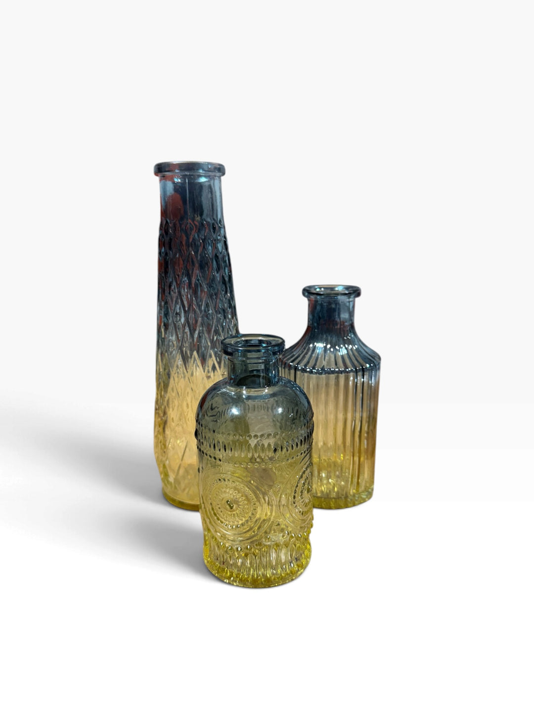 Lot 9 – Amber Ombre Embossed Glass Bud Vases, Set of 3