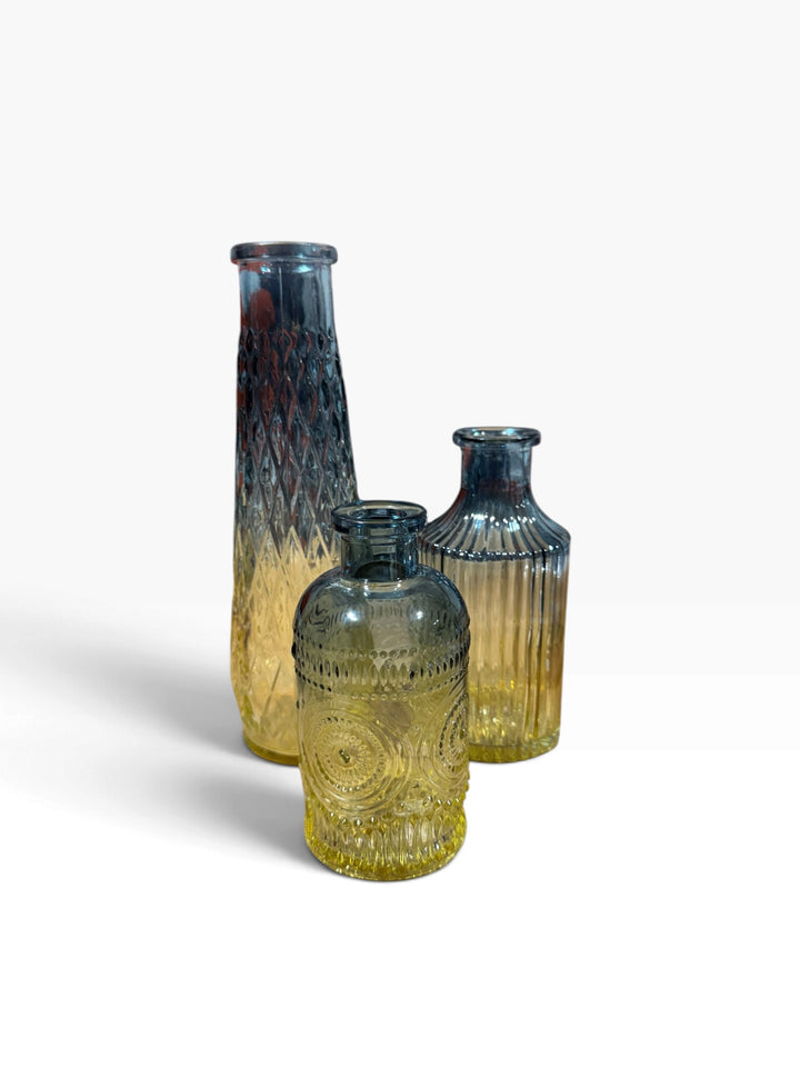 Lot 9 – Amber Ombre Embossed Glass Bud Vases, Set of 3