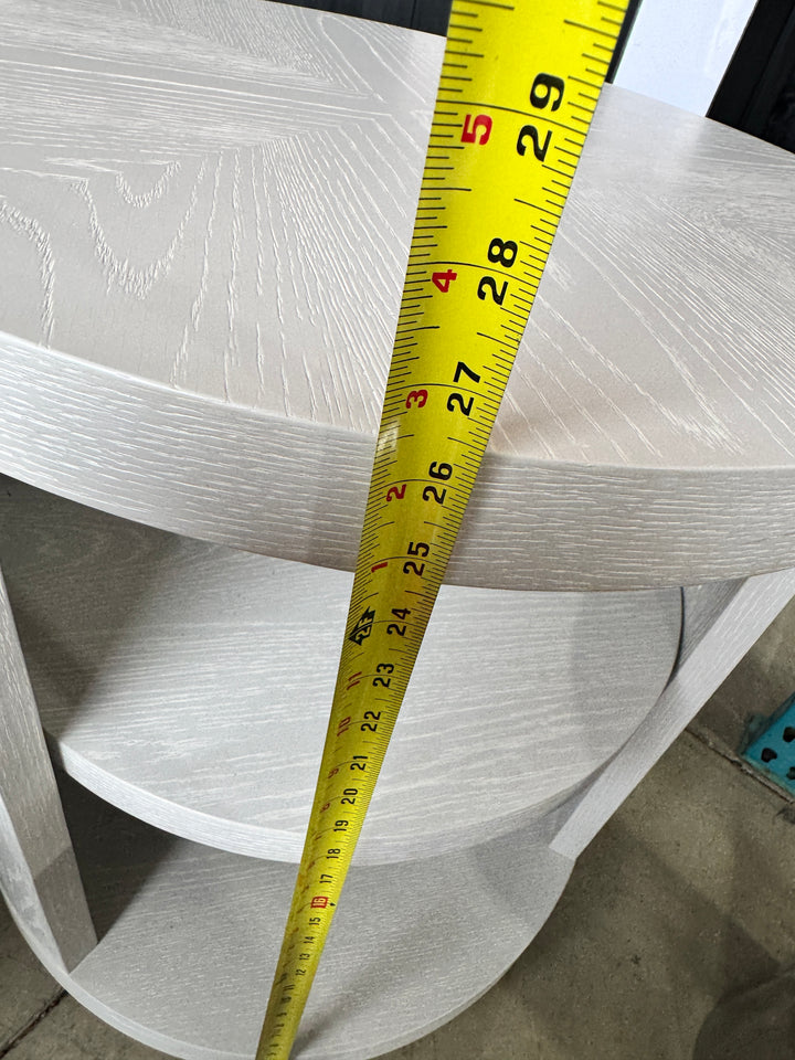 Modern Round Wood End Table with Open Shelves