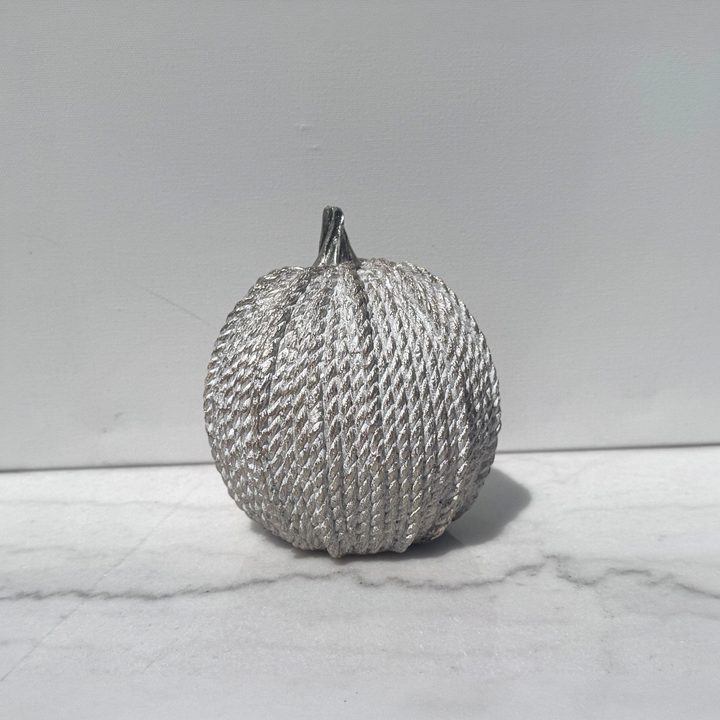 Tall Silver Rope-Wrapped Pumpkin - square with extended background