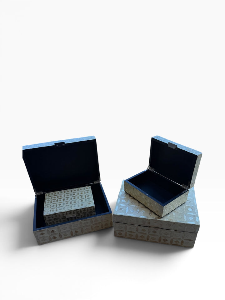 Lot 66 – Mother-of-Pearl Capiz Inlay Decorative Boxes, Set of 4