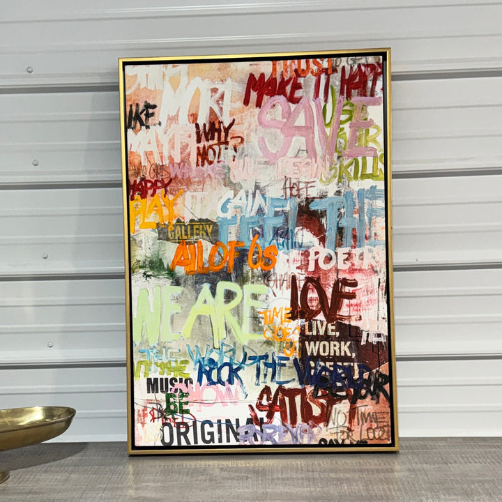 Art 01 – Colorful Graffiti Typography framed wall art, front view
