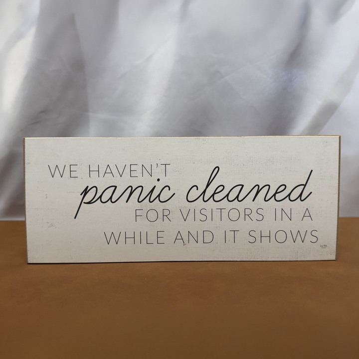 Panic Cleaned Shelf Sitter - square with extended background