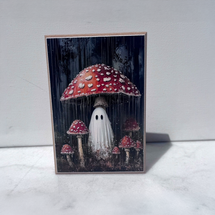 Ghost in the Toadstools Shelf Sitter - square with extended background