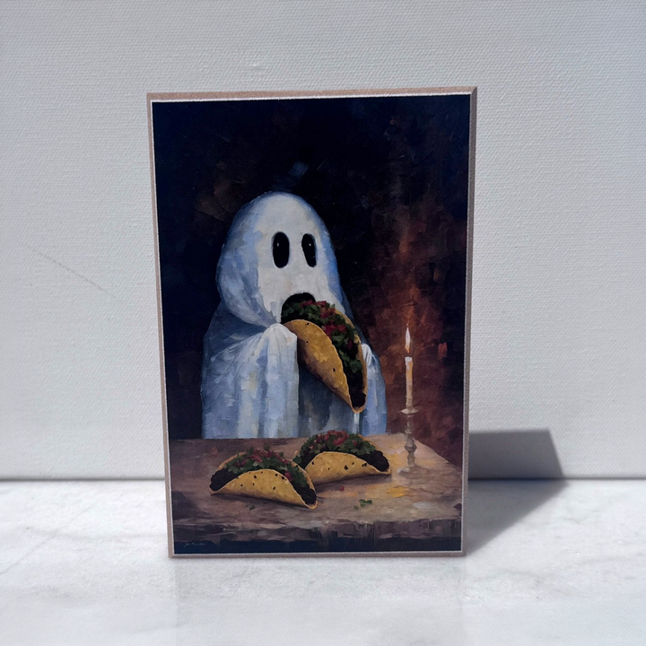 Taco Night Ghost Shelf Sitter - square with extended background