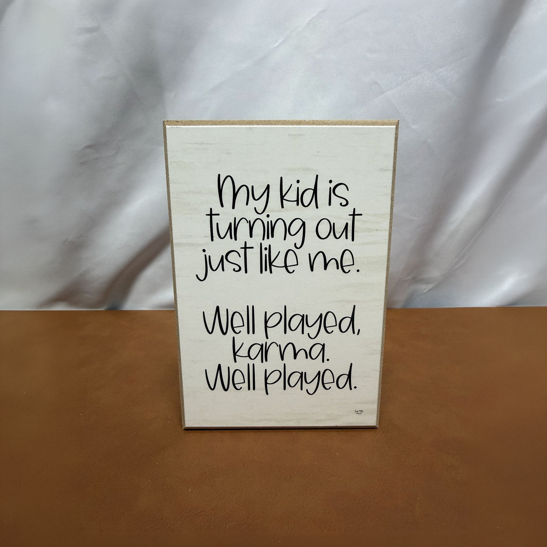 Well Played, Karma Parenting Shelf Sitter - square with extended background