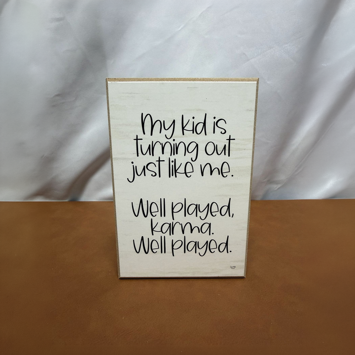 Well Played, Karma Parenting Shelf Sitter - square with extended background