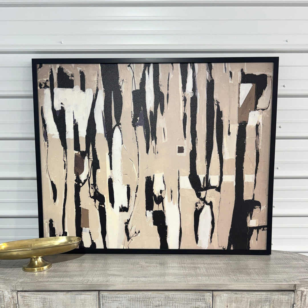Art 10 – Black and Beige Strokes canvas, front view