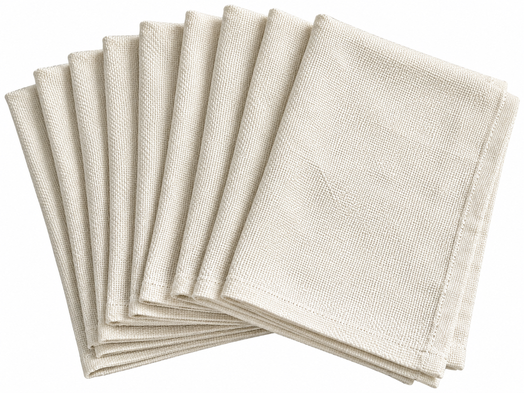 Lot 112 - Ivory Basket Weave Textured Dinner Napkin Set