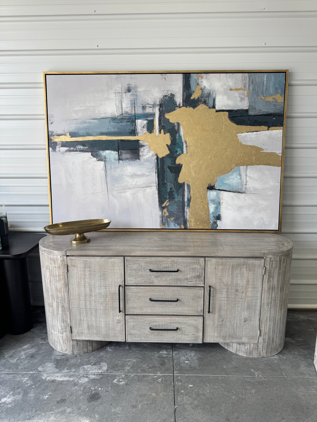 Art 18 – Oversized Blue/White/Gold Abstract