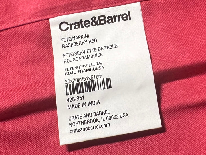 Lot 107 - Crate & Barrel Fete Raspberry Red Napkin Set
