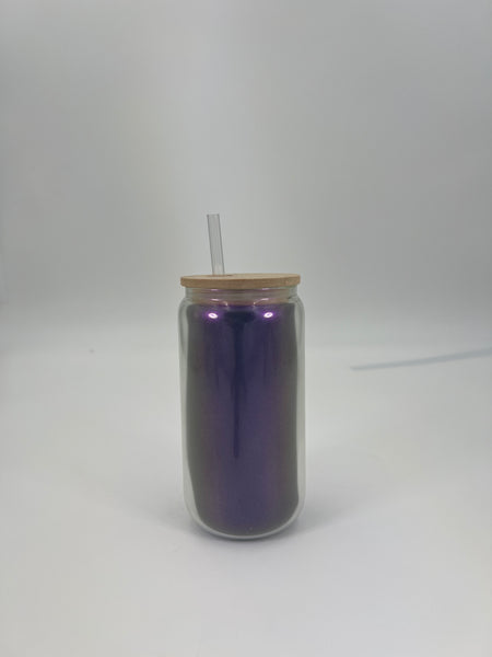 Sublimation Shimmer Glass Beer Can Purple 16 oz