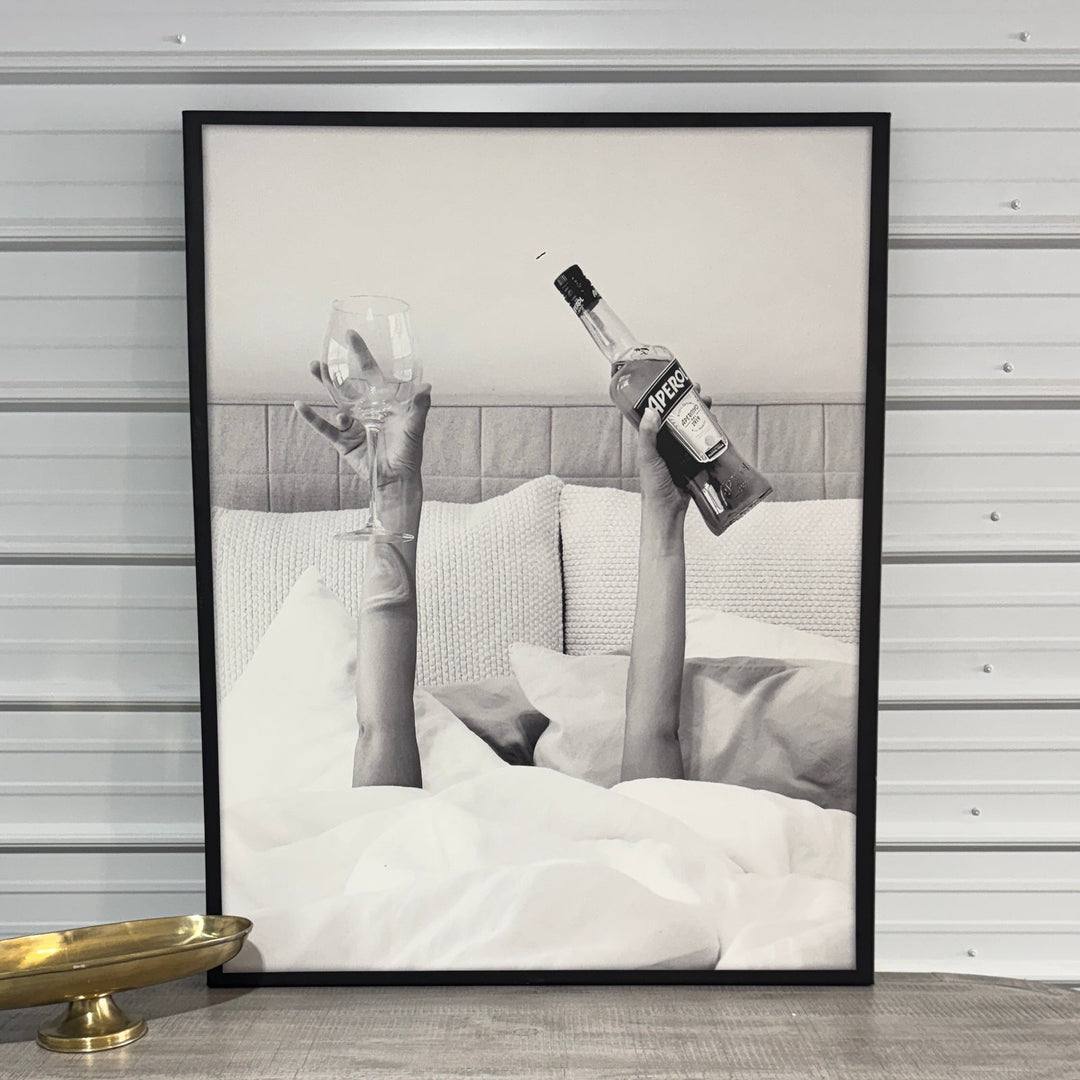 Art 09 – Aperitivo in Bed black and white photograph, front view