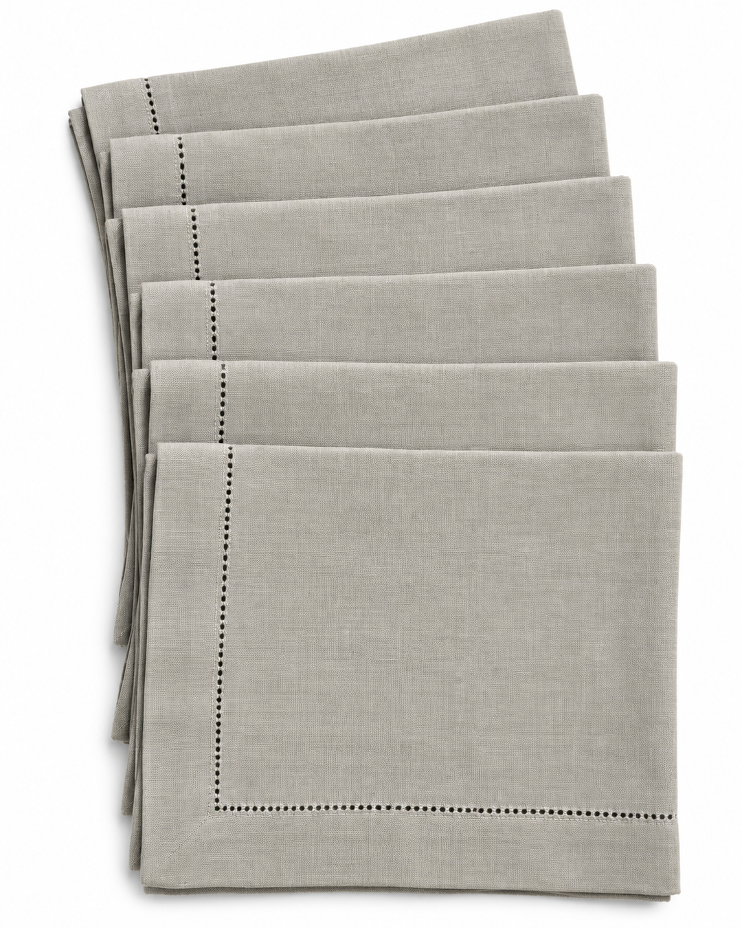 Lot 98 - Pottery Barn 100% Linen Hemstitch Gray Napkin Set