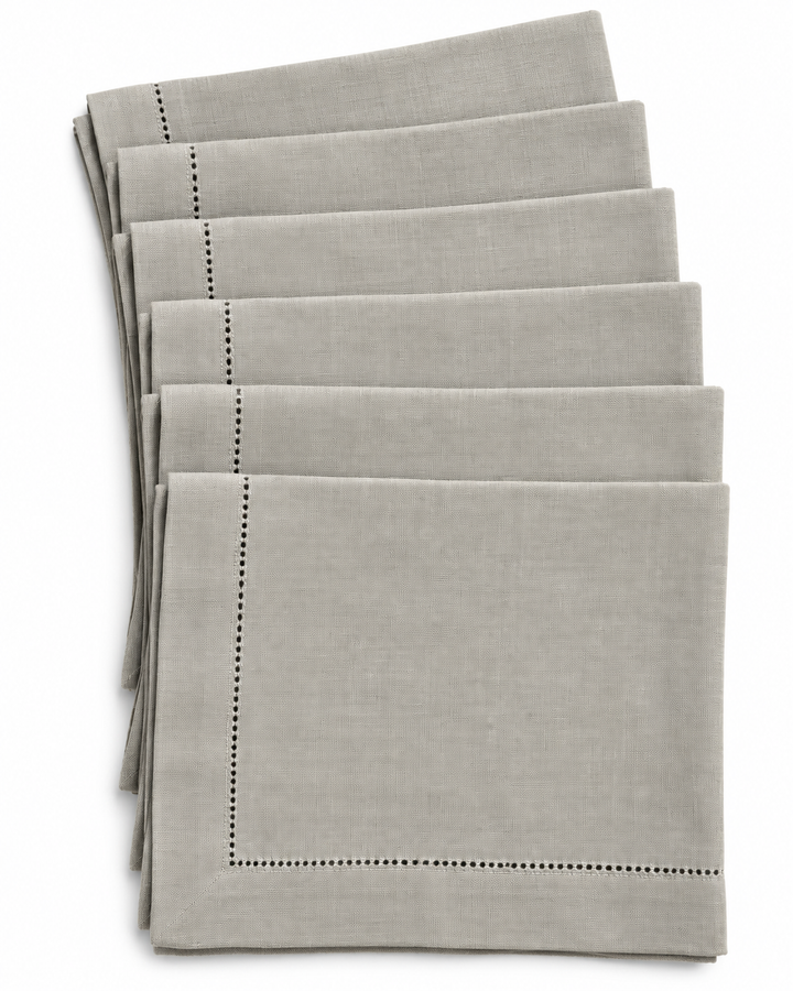 Lot 98 - Pottery Barn 100% Linen Hemstitch Gray Napkin Set