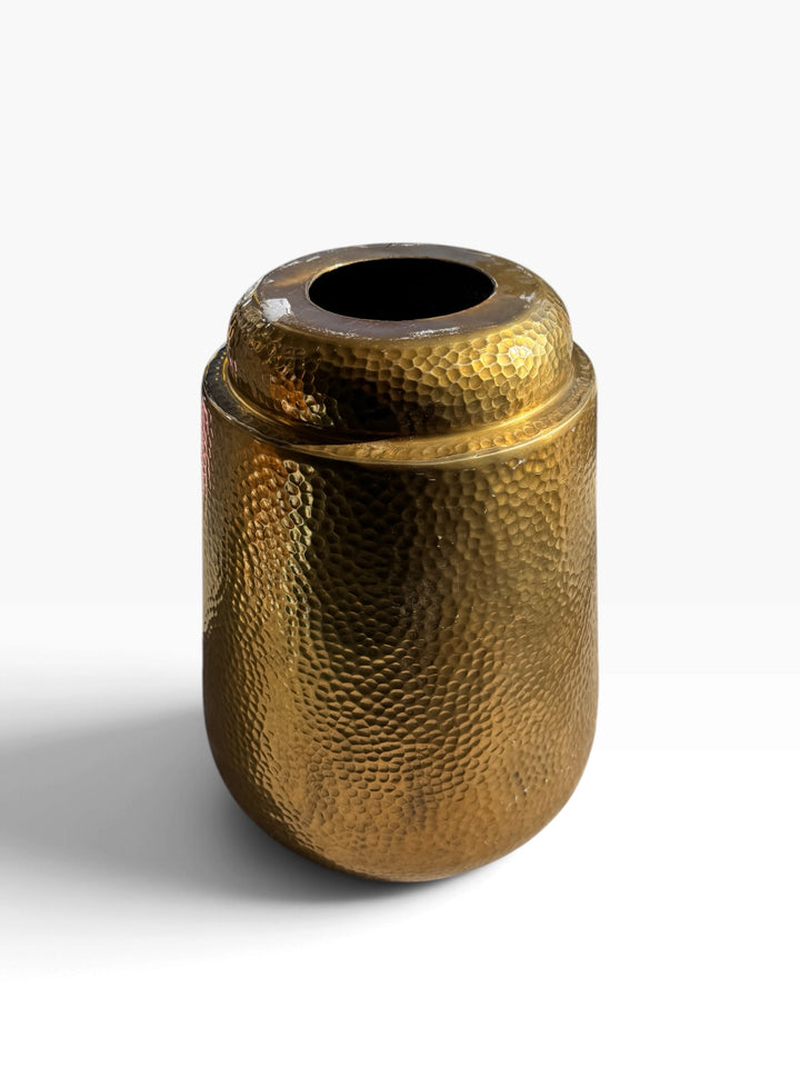 Lot 38 – Gold Hammered Metal Vase Urn, 14 in