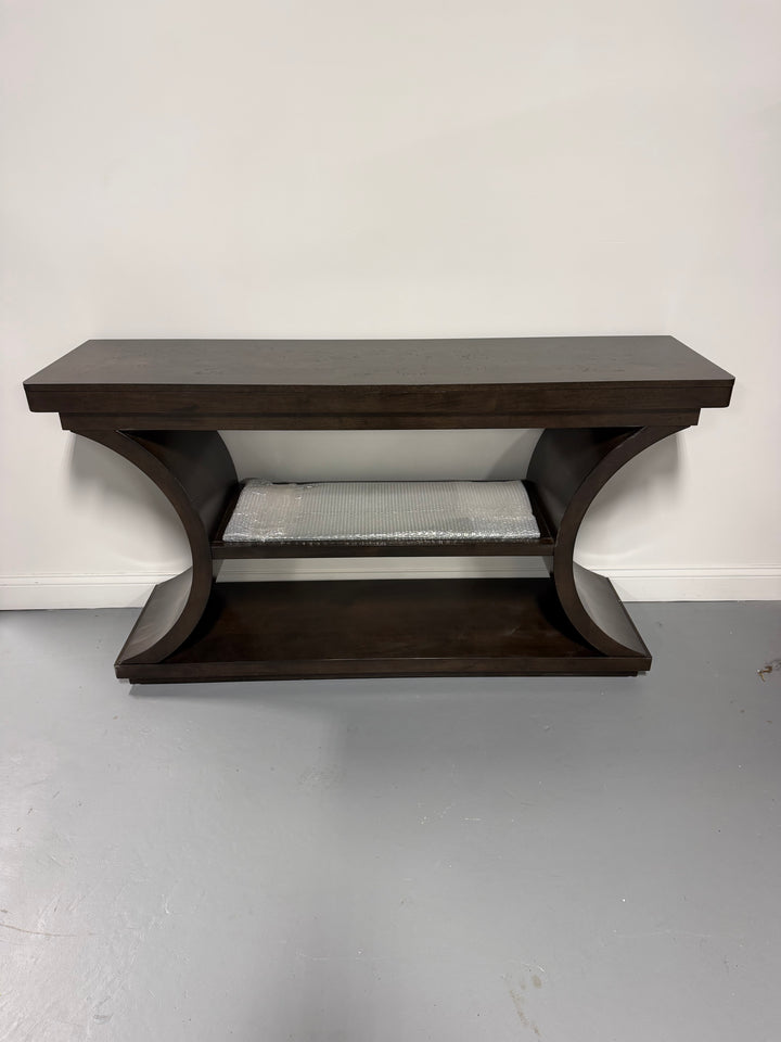 66″ Dark Brown Console Table with Sculptural Curved Base