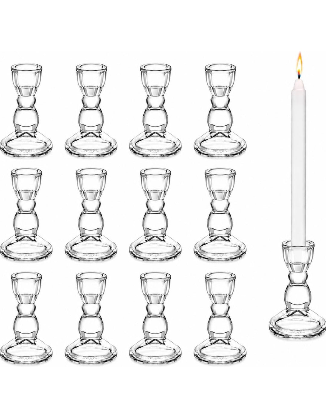 Lot 30 – Lanitu Clear Glass Candle Holders, Boxed Set (12 pcs)