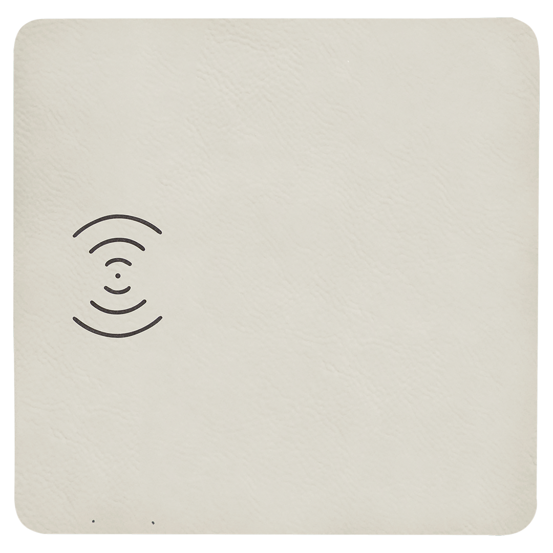 White leatherette wireless charging mat, blank