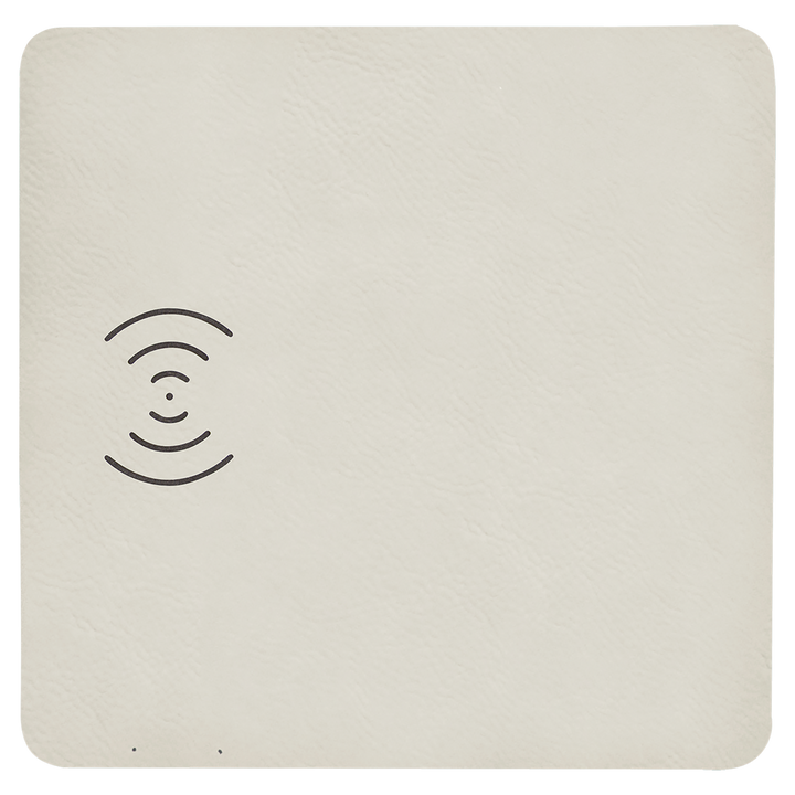 White leatherette wireless charging mat, blank