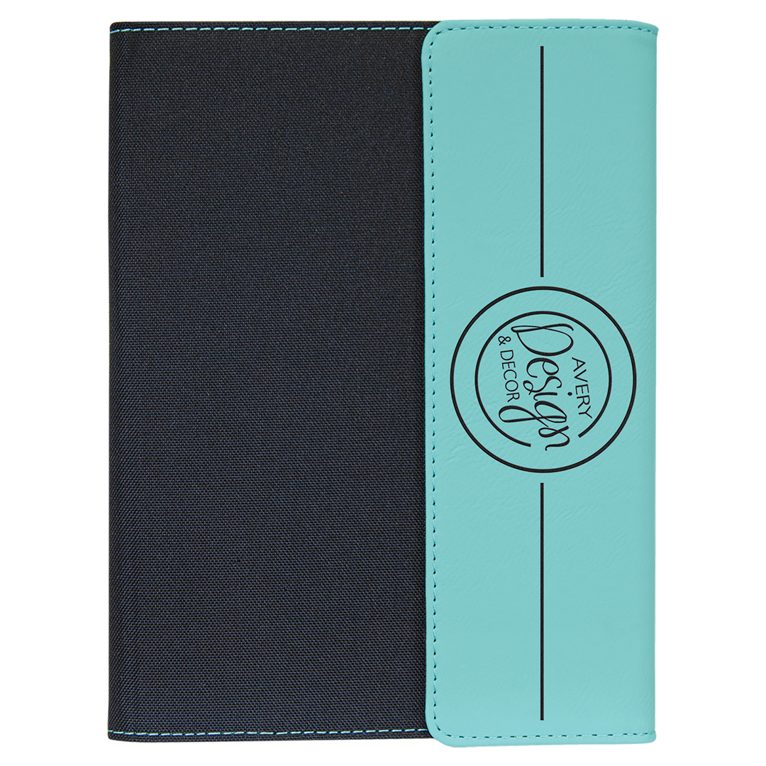 Teal / Black 7x9 canvas portfolio, personalized