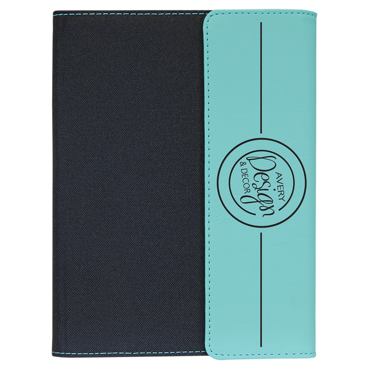 Teal / Black 7x9 canvas portfolio, personalized