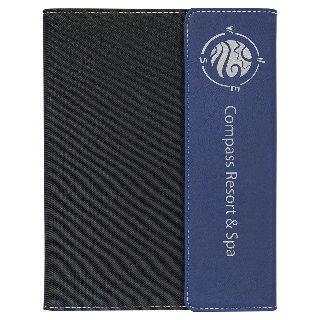 Blue / Silver 7x9 canvas portfolio, personalized