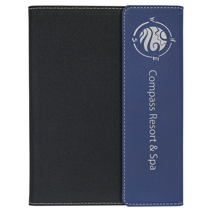 Blue / Silver 7x9 canvas portfolio, personalized