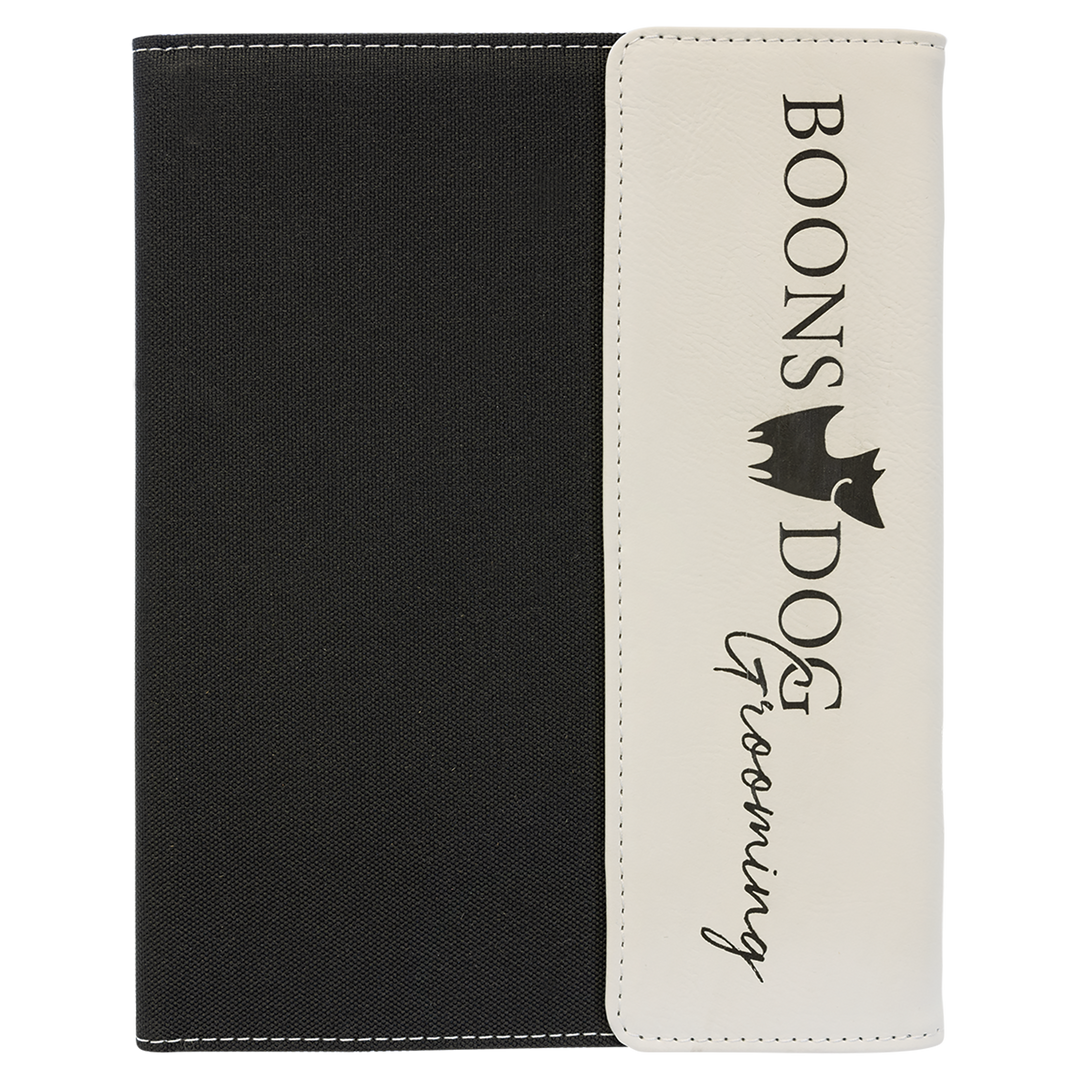 White / Black 7x9 canvas portfolio, personalized