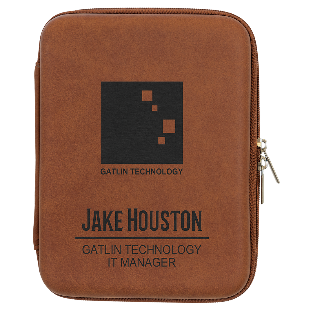 Rawhide / Black tech organizer, personalized