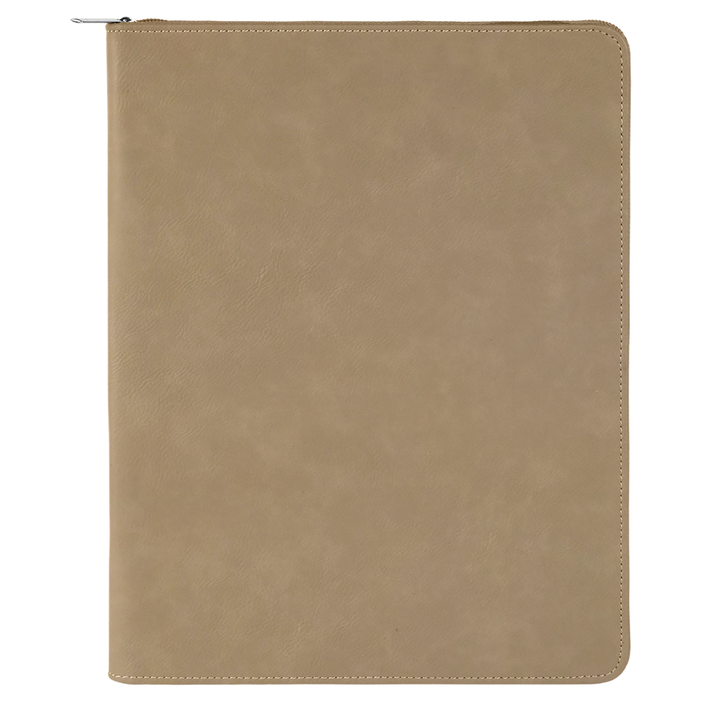 Light Brown / Black zipper portfolio, blank