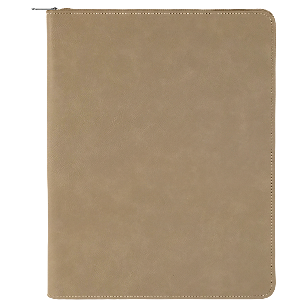 Light Brown / Black zipper portfolio, blank