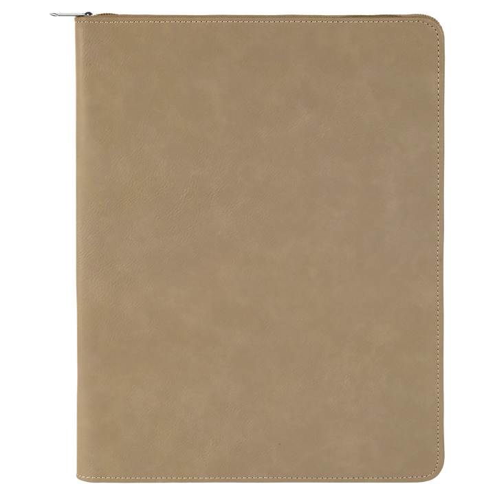 Light Brown / Black zipper portfolio, blank