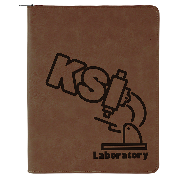 Dark Brown / Black zipper portfolio, personalized