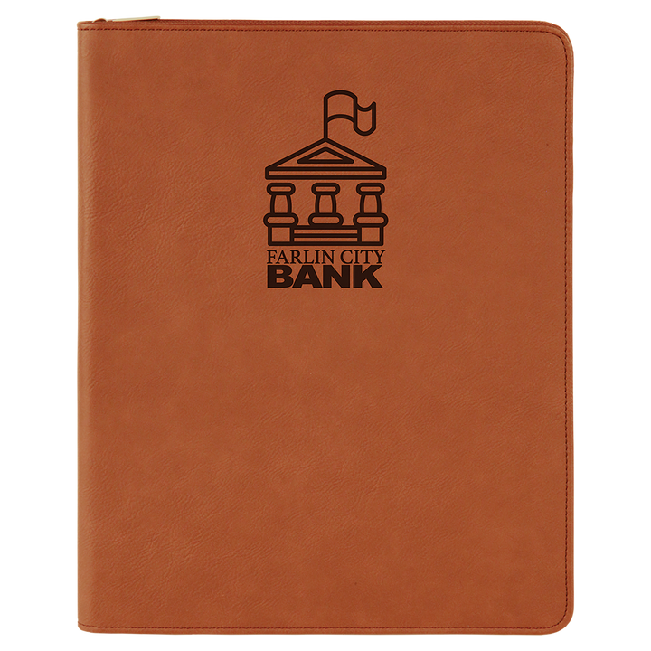 Rawhide / Black zipper portfolio, personalized