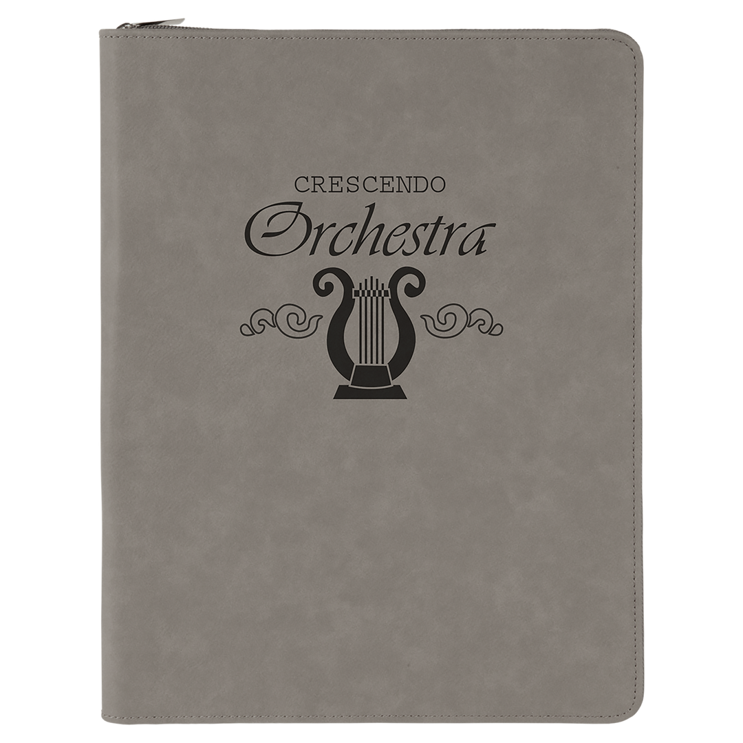 Gray / Black zipper portfolio, personalized