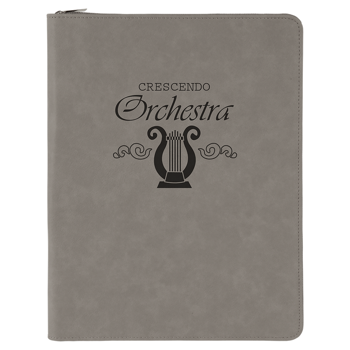 Gray / Black zipper portfolio, personalized