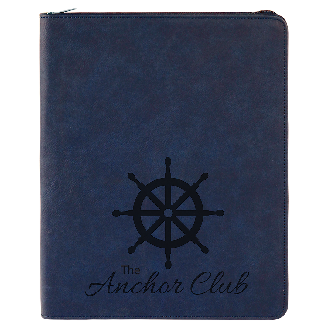 Blue / Black zipper portfolio, personalized