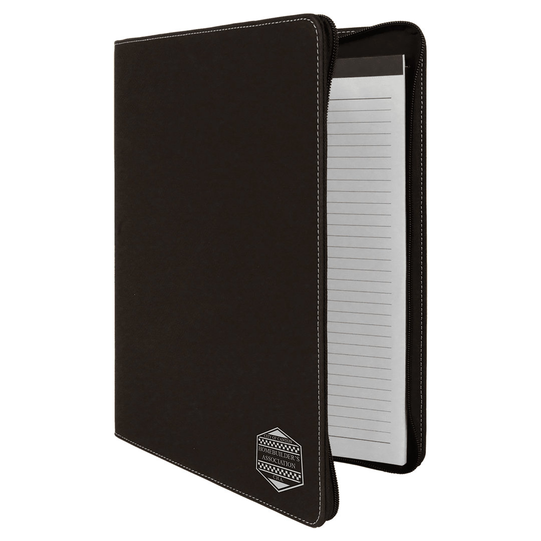 Black / Silver zipper portfolio, personalized